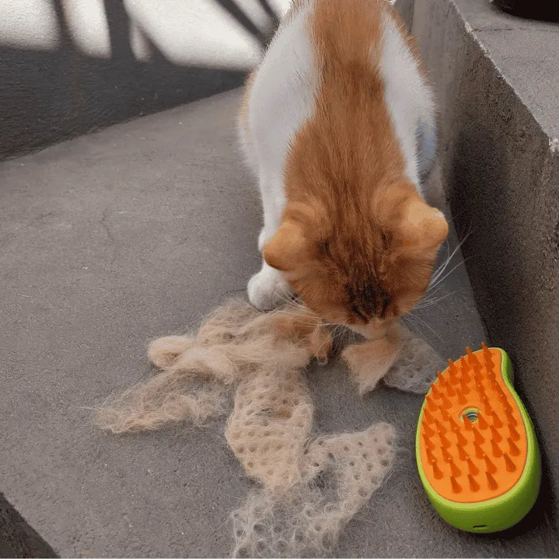Escova a Vapor Recarregável 3 em 1 para Gatos – Limpeza Profunda e Conforto em Um Só Produto
