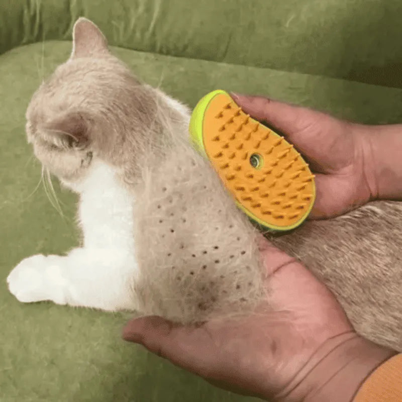 Escova a Vapor Recarregável 3 em 1 para Gatos – Limpeza Profunda e Conforto em Um Só Produto