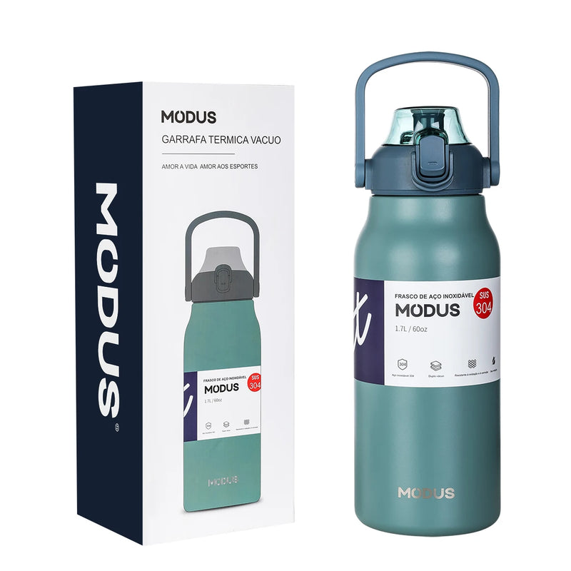 MODUS Garrafa Térmica de Viagem Vacuum Inox com Palha Copo Térmica Fria e Quente Vácuo