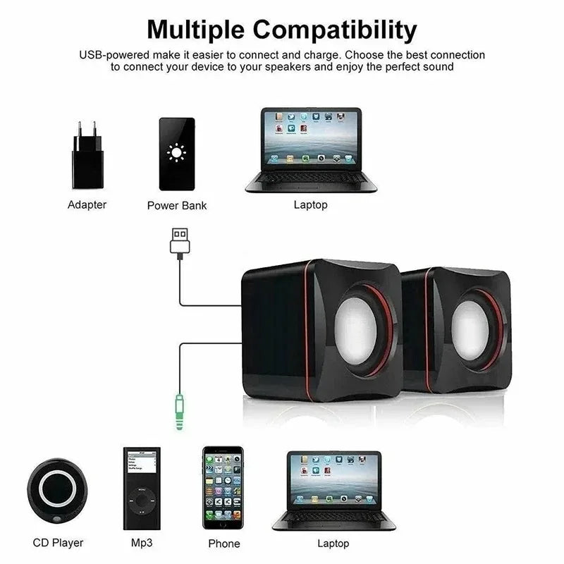 Alto-falante USB 6W para computador Mini 2.0 para laptop