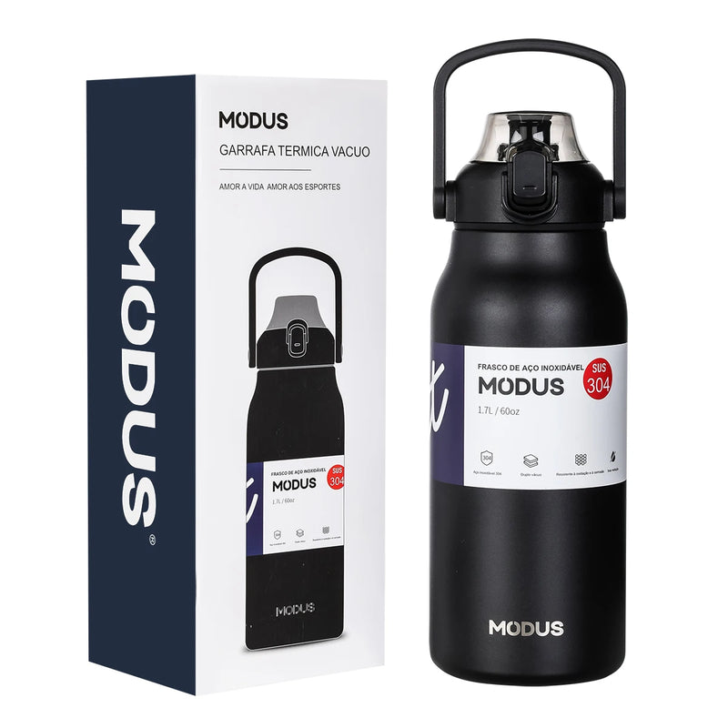 MODUS Garrafa Térmica de Viagem Vacuum Inox com Palha Copo Térmica Fria e Quente Vácuo