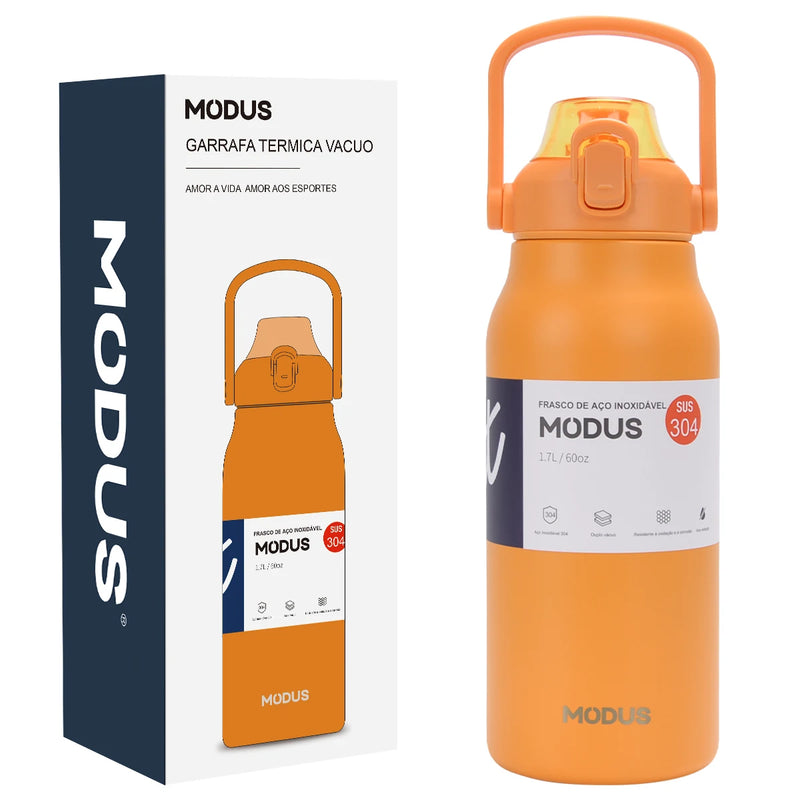 MODUS Garrafa Térmica de Viagem Vacuum Inox com Palha Copo Térmica Fria e Quente Vácuo